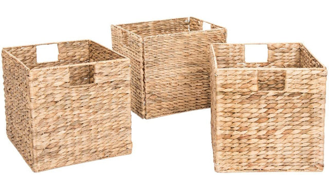 Large Wicker Storage Basket, Set of 3, Woven Water Hyacinth