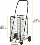 Whitmor Rolling Utility Shopping Cart, Black
