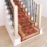 Marash Luxury Collection 25' Stair Runner Rugs Stair Carpet Runner with 336,000 points of fabric per square meter, Red