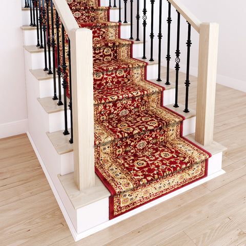 Westerly Marash Luxury Collection 25' Stair Runner Rugs Stair Carpet Runner with 336,000 Points of Fabric per Square Meter, Red