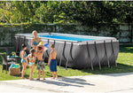 Intex 18ft X 9ft X 52in Ultra Frame Rectangular Pool Set with Sand Filter Pump, Ladder, Ground Cloth & Pool Cover