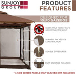 Sunjoy Keep Mosquitoes Out of Your 10 by 10 Gazebo with This Four Panel Pack of Easy to Netting with Zippers