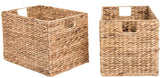 2 Decorative Hand-Woven Small Water Hyacinth Wicker Storage Basket,  13x11x11 Perfect for Shelving Units