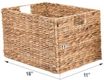 Westerly 2 Decorative Hand-Woven Water Hyacinth Wicker Storage Basket, 16 by 11 by 11 Ideal for Shelving Units