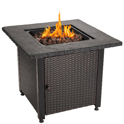 Endless Summer Propane Fire Pit Table 30 Inch Outdoor Gas Fire Pit, 50,000 BTU with Rock-Like Top, Cover, Lid, and Lava Rocks, Add Warmth and Ambiance to Your Backyard, Patio, Deck