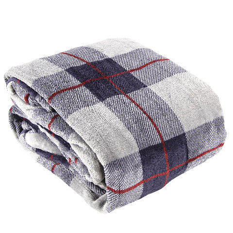 Westerly Twin Size Microplush Electric Heated Blanket, Gray Plaid