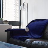 Westerly Full Size Microplush Electric Heated Blanket, Dark Blue
