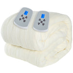 Westerly Queen Size Microlight Electric Heated Blanket with Dual Controllers, Cream
