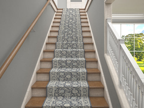 Westerly 25' Stair Runner Rugs - Luxury Kashan Collection Stair Carpet Runners (Grey)