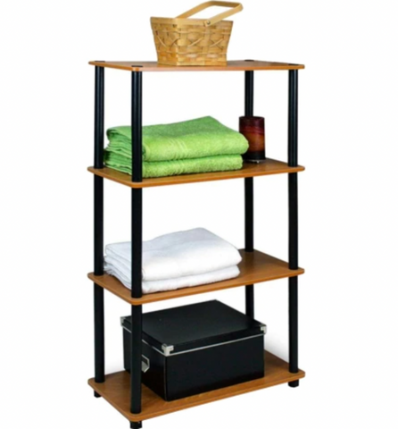 4 Tier Shelving Unit with Wooden Shelves