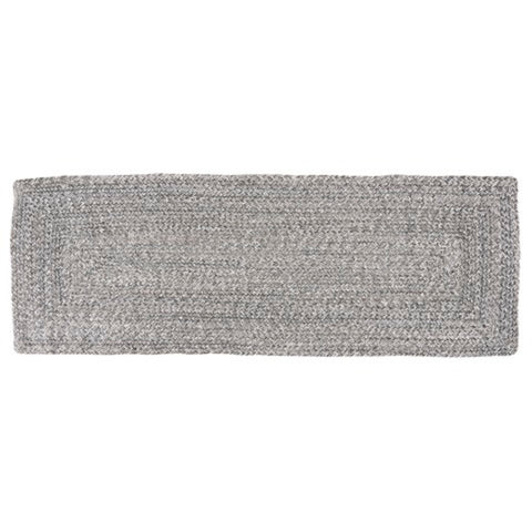 Farmhouse 21"x60" Cotton Braided Rug with Slip-Resistant Backing, Pewter Gray