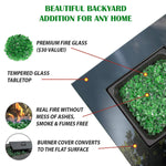 Endless Summer Propane Fire Pit Table 30 Inch Outdoor Gas Fire Pit, 50,000 BTU with Black Glass Top, Cover, Lid and Green Fire Glass, Add Warmth and Ambiance to Your Backyard, Patio, Deck