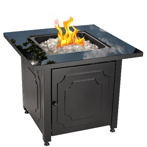 Endless Summer 30" Outdoor Propane Gas Black Glass Top Fire Pit (White Fire Glass)