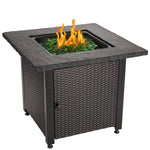 Endless Summer 30" Outdoor Propane Gas Rock Top Fire Pit (Green Fire Glass)