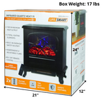 Lifesmart Infrared Electric Fireplace Stove Heater with Remote, 2 heat settings (1500/750 watt), Automatic overheat shutoff, Cool tough exterior, L21.26 x W11.15 x H26.77 inches