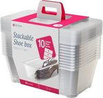 Life Story 13.7 x 8 x 4.98 Inch 6 Quart/5.7 Liter Plastic Stackable Clear Shoe and Closet Storage Box Container Bin with Lids, 10 Pack