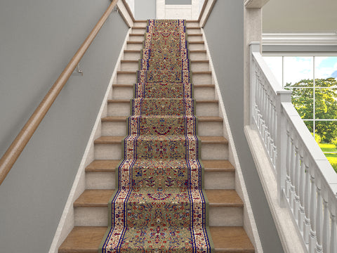 Westerly Marash Luxury Collection 25' Stair Runner Rugs Stair Carpet Runner with 336,000 points of fabric per square meter, Green