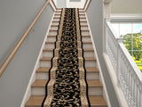 Marash Luxury Collection 25' Stair Runner Rugs Stair Carpet Runner with 336,000 points of fabric per square meter, Veronica Black