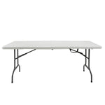 Enduro 6' Folding Banquet Table, Lightweight, 30 lbs, Built-in Carry Strap, Stain Resistant, Polyethylene top (Will not chip or Peel), Folds in Half, Indoor or Outdoor