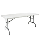 Enduro 6' Folding Banquet Table, Lightweight, 30 lbs, Built-in Carry Strap, Stain Resistant, Polyethylene top (Will not chip or Peel), Folds in Half, Indoor or Outdoor