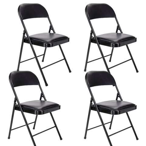 Westerly Folding Chair, Indoor Outdoor Portable Stackable Commercial Seat. Capacity for Events Office Wedding Party Picnic Kitchen Dining (4 Pack, Black)