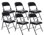 Westerly Folding Chair, Indoor Outdoor Portable Stackable Commercial Seat. Capacity for Events Office Wedding Party Picnic Kitchen Dining (6 Pack, Black)