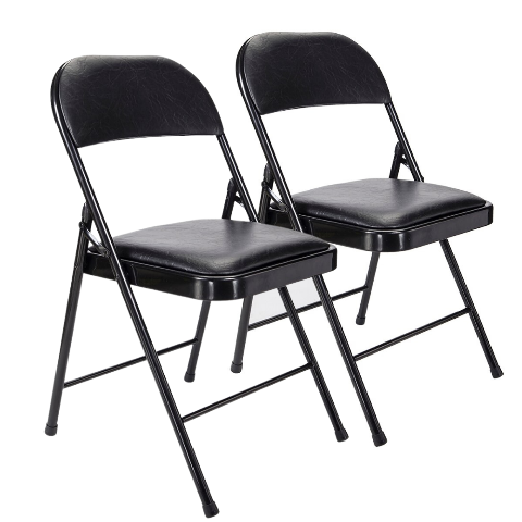 Westerly Folding Chair, Indoor Outdoor Portable Stackable Commercial Seat, Capacity for Events Office Wedding Party Picnic Kitchen Dining, 2 Pack, Black