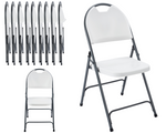 Westerly Folding Chair, Indoor Outdoor Portable Stackable Commercial Seat. Capacity for Events Office Wedding Party Picnic Kitchen Dining (11 Pack, White)