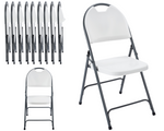 Westerly Folding Chair, Indoor Outdoor Portable Stackable Commercial Seat. Capacity for Events Office Wedding Party Picnic Kitchen Dining (4 Pack, White)