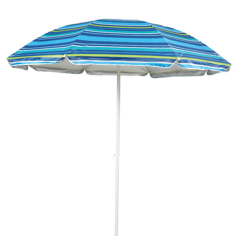 WESTERLY 7 FT Non-corroding fiberglass pole and ribs, UPF 50+ Protected outdoor Umbrella with Tilting Feature Vented Canopy, comes with carry bag with strap (Stripe Blue Teal)