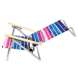 5 Position Copa Lay Flat Aluminum Beach Chair (Pink and Blue Stripe)