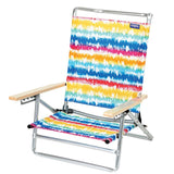 5 Position Copa Lay Flat Aluminum Beach Chair (Yellow Blue Stripe)
