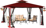 Sunjoy Expand Your Outdoor Living Space with a 10 x 12 Regency II Patio Gazebo with Mosquito Netting in Maroon