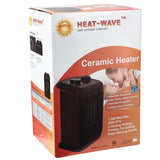 Heat Wave 1500W Ceramic Heater, Tip-over and overheat protection, adjustable thermostat, 2 heating settings