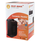 Heat Wave 1500W Ceramic Heater, Tip-over and overheat protection, adjustable thermostat, 2 heating settings