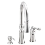 Peerless Single Handle Kitchen Sink Faucet with pull down sprayer and soap dispenser