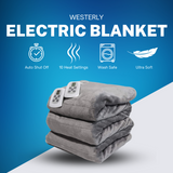 Westerly King Size Electric Heated Blanket with Dual Controllers, Aqua