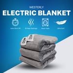 Westerly King Size Electric Heated Blanket with Dual Controllers, Garnet