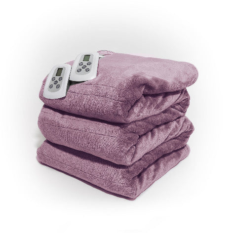 Westerly King Size Electric Heated Blanket with Dual Controllers, Purple