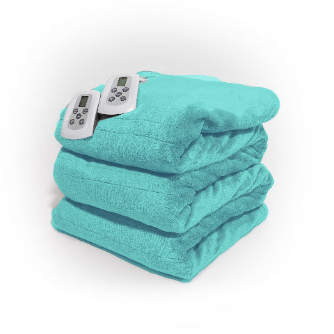 Westerly Queen Size Electric Heated Blanket with Dual Controllers, Aqua