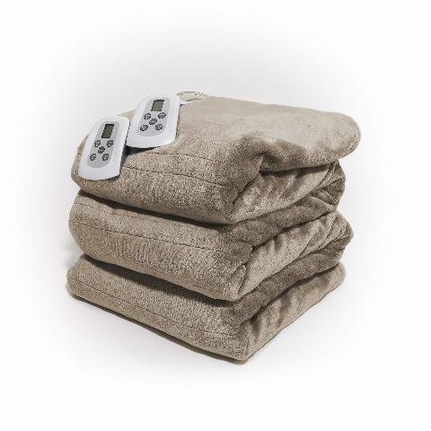 Westerly Queen Size Electric Heated Blanket with Dual Controllers, Tan
