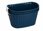 Plastic Storage Basket with Handles 12" W x 8.5" L x 6" H (Blue Oval, 3-Pack)
