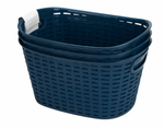 Plastic Storage Basket with Handles 12" W x 8.5" L x 6" H (Blue Oval, 3-Pack)