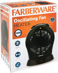 Farberware Oscillating Heater Fan, 1500-Watt, Black, Adjustable Thermostat, Overheat and Tip-over Protection