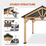 Westerly Solid Wood Gazebo Pavilion for Patio Deck Backyard (12' x 10')