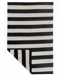 Westerly Premium 4' x 6' Reversible Patio Rug - Striped Black & White