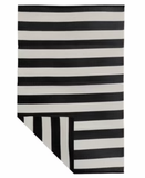 Westerly Premium 4' x 6' Reversible Patio Rug - Striped Black & White