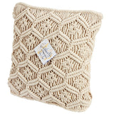 18" Square Macramé Braid Cover Polyfilled Decorative Pillow, Set of 2
