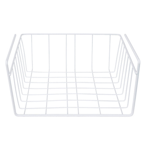 12 Inch Westerly 4 Pack White Under Shelf Wire Basket Hanging Storage Baskets, Under Cabinet Add-on Storage Racks Slide-in Baskets Organizer for Kitchen Pantry Desk Bookshelf (12 Inch)