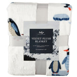 Winter Themed Full/Queen Velvet Plush Blanket, Penguins (2 pack)